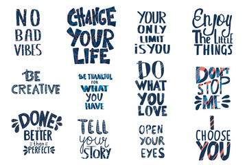 Wall Mural - Set of stylized quotes. Vector text illustration.