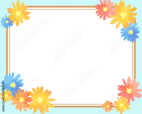 メッセージカード フレーム 枠 花柄 水色の背景 ベクター 素材 Stock Vector Adobe Stock