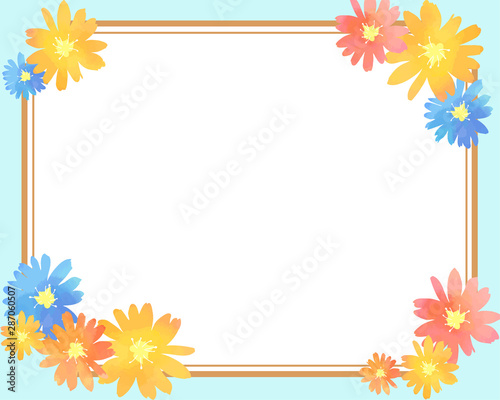 メッセージカード フレーム 枠 花柄 水色の背景 ベクター 素材 Buy This Stock Vector And Explore Similar Vectors At Adobe Stock Adobe Stock