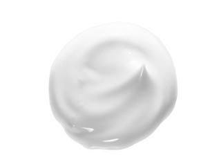 white face cream swirl swatch isolated. body lotion drop. cosmetic makeup product sample on white ba
