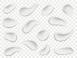 Set of cosmetic white cream smears. Realistic cosmetic cream isolated on transparent background