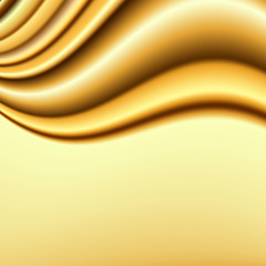 Wall Mural - Silky golden fabric waves