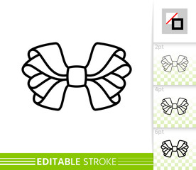 Wall Mural - Bow ribbon gift decor single thin line vector icon