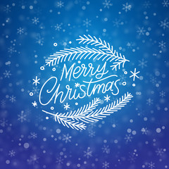 Wall Mural - Merry christmas lettering banner xmas card vector