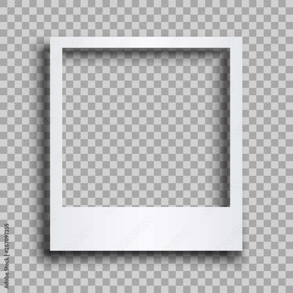 Empty white photo frame with shadows - for stock - obrazy, fototapety, plakaty 