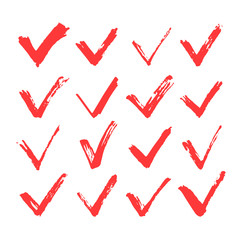 Aufkleber - Check marks set. Hand drawn ticks icons collection. Handdrawn red checkmarks isolated on white background