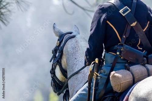 Fotomural Horse and rider during an American Civil War Re-enactment