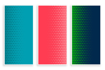 Poster - stylish set of halftone banners in three colors