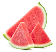 Slices Of Watermelon Fruit Isolated On White Background. Watermelon Clipping Path