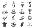 Golf sport game vector glyph icons set