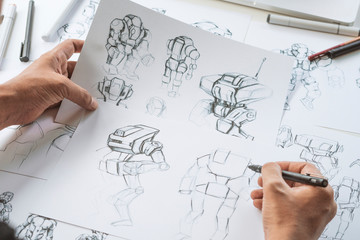 Wall Mural - animator designer development designing drawing sketching development creating graphic pose characte