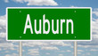 Rendering of a green highway sign for Auburn Alabama