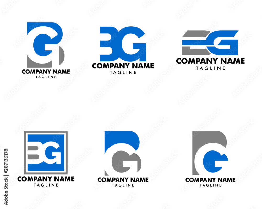 Set of Initial Letter BG Logo Template Design Stock Vector | Adobe Stock