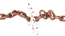 Chain Isolated Rusty Breaking Craccking - 3d Rendering
