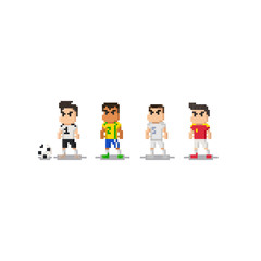 Wall Mural - Pixel mini soccer player.8 bit character.