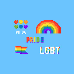 Wall Mural - Pixel pride day icon set.8bit.LGBT.