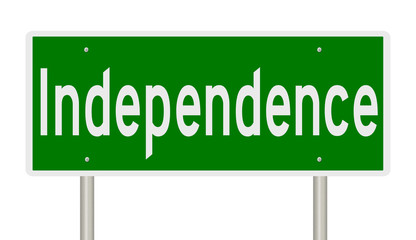 Rendering of a green highway sign for Independence Missouri