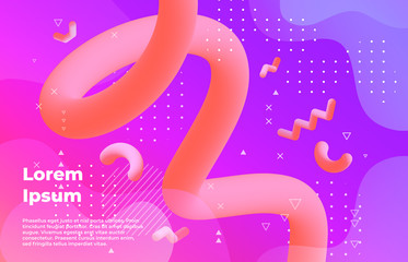 Poster - Abstract background. Futuristic vibrant banner with modern geometric shapes, music poster design template. Vector 3d commercial cosmetic futurist flyers for journal