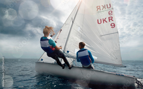 Fotomural Sailing yacht race. Yachting. Sailing regatta.