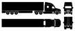 © Yuri Schmidt - Semi trailer truck silhouette on white background. Vehicle icons set view from side, front, back, and top