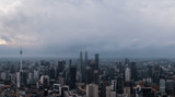 Fototapeta  - Aerial panorama of Kuala Lumpur city skyline during cloudy day