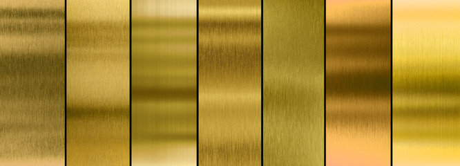 Wall Mural - Seven various brushed gold metal textures set