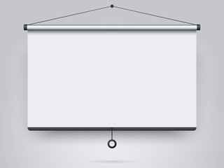 Aufkleber - Empty projection screen on the wall background. Mock up template for your design. Concept of presentation board, advertising, blank whiteboard for conference and projects.