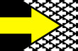 © lukbar - Going your own way concept. Yellow arrow in the opposite direction among white on black background.