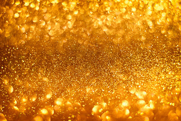 Aufkleber - Abstract gold sparkles shiny defocused gold bokeh lights background use us gold luxury background for card, flyer, invitation, placard, voucher or banner background