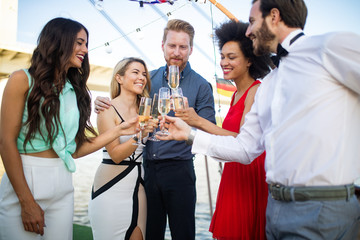 Wall Mural - Group of happy people or friends having fun at party