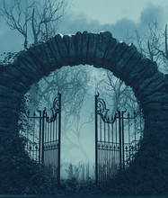 The Gates Is Open,Halloween Scene,3d Illustration