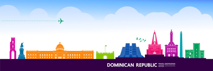 Fototapete - Dominican Republic  travel destination grand vector illustration.