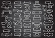 Chalk retro graphic line ribbons and elements set on a blackboard