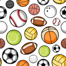 Vector Colorful Sport Balls Seamless Pattern Or Background