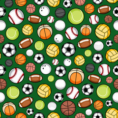 Wall Mural - Vector colorful sport balls seamless pattern or background