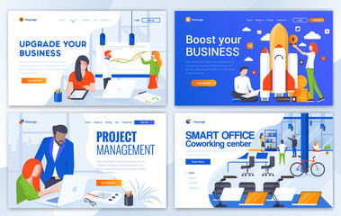 Poster - flat modern design of website template - business