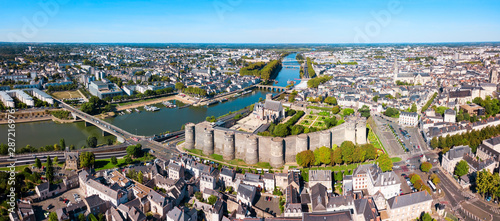 Cuadros en Lienzo Angers aerial panoramic view, France