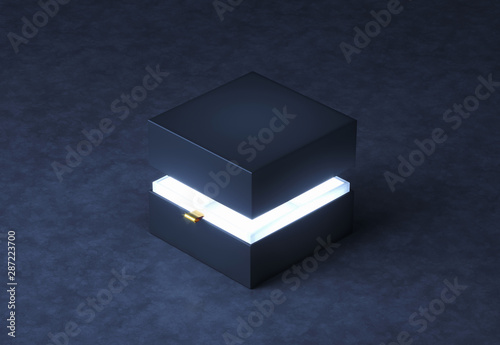 Download Top View Square Black Gift Box Mockup On Black Background 3d Rendering Luxury Packaging Box For Premium Products Stock Illustration Adobe Stock