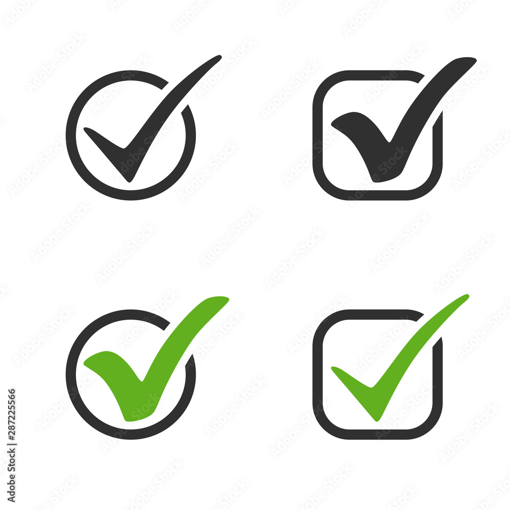 check mark vector icons. green and black check mark in circle and ...