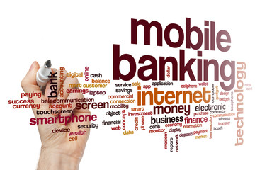 Wall Mural - Mobile banking word cloud