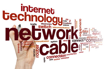 Wall Mural - Network cable word cloud