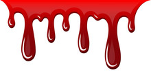 Blood Drip 3D. Drop Blood Isloated White Background. Happy Halloween Decoration Design. Red Splatter Stain Splash Spot, Horror Blot. Bleeding Bloodstain Scare Texture. Liquid Paint. Vector Illustraton