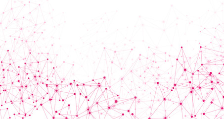 Wall Mural - global social communication horizontal banner with polygon pink network mesh.