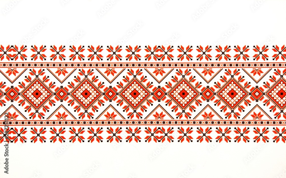 Beautiful traditional Moldavian ornament pattern on a white background - obrazy, fototapety, plakaty 