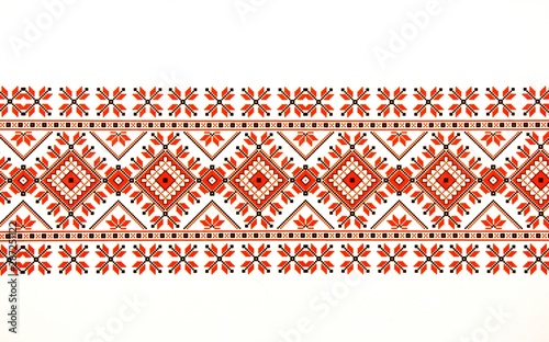 Fotomural Beautiful traditional Moldavian ornament pattern on a white background