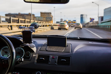 Canvas Print - View from a driving car on a highway