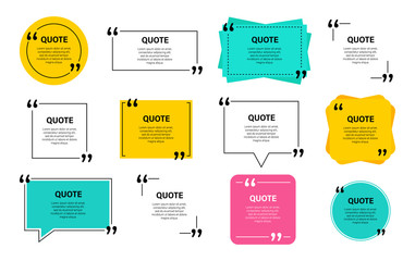 quote box frame, big set. quote box icon. texting quote boxes. blank template quote text info design