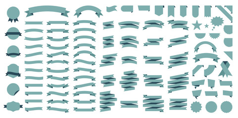 Wall Mural - set of 100 ribbons. ribbon elements. starburst label. vintage. modern simple ribbons collection. vec