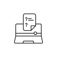 Poster - Education elarning laptop quiz icon. Element of distance education line icon