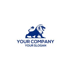 blue lion logo vector design template